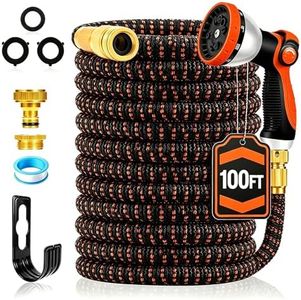 Yofidra Hose Pipe, Expandable Garden Hose 100FT with 10 Function Spray Nozzle, 3/4"&1/2" Connectors, Lightweight Water Hose, No-Kink Flexible Hosepipe for Garden Watering, Outdoor Yard Cleaning