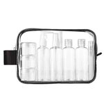 MOCOCITO Toiletry Bag Women & Men Clear Toiletry Bag Travel Bottles for Toiletries 100ml Travel Bottles Toiletry Bag Set with 8 Bottles(max.3.4oz/100ml) Approved by EU & UK Hand Luggage Rules