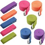 10 Pcs Yoga Strap 8Ft Yoga Stretching Exercise Band Yoga Belt with Adjustable Metal D Ring Buckle Loop for Yoga, Pilates, Dance, Daily Stretching, Physical Therapy, Gym Workout (8 Ft)