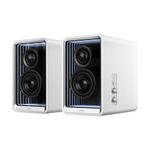 Edifier QR65 Desktop Active Monitor with 2.75" Long-Throw Aluminum Diaphragm mid-Low Drivers, Hi-Res Audio, Brilliant Light Effects, 70W Output Power Bluetooth Speakers with Stands - White