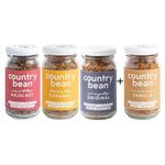 Country Bean Instant Coffee Powder With Hazelnut, Caramel, Vanilla And Original Flavors, Glass Bottle 50 Gm Each - Combo Pack 4