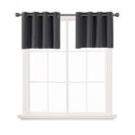 Deconovo Small Window Valances, Blackout Short Kitchen Curtains, Basement Tier Curtains, Thermal Living Room Darkening Curtains, Dark Grey, 52W x 18L Inch, 2 Panels