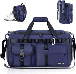 FIORETTO Women's Gym Duffle Bag with Shoes Compartment, 45L Capacity, Ideal for Travel, Gym, Sports, Duffel, Weekender, with Backpack Function, Navy Blue