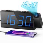 Projection Digital Alarm Clock on Ceiling Wall, LED Alarm Clock for Bedrooms with USB Charger Port, 350° Projector,Dimmer,12/24H & DST,Battery Backup, 7.5’’ Dual Loud Alarm Clock for Heavy Sleeper