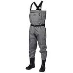 BASSDASH IMMERSE Breathable Ripstop Stocking Boot Foot Fishing Hunting Waders Lightweight Grey Camo Chest Wader for Men Women