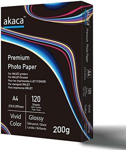 akaca Papel Fotográfico Brillante A4 (210 x 297 mm), 120 hojas, 200 g/m², Premium Glossy Photo Paper, para todas las impresoras de inyección de tinta