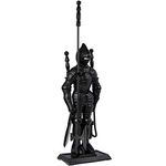 Fire Vida 4 Piece Knight Soldier Fire Companion Set Fireplace Fireside, Black