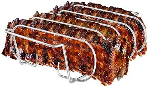 LINELAX Rib Rack, Stainless Steel Roasting Stand, Holds 4 Ribs for Grilling Barbecuing & Smoking - BBQ Rib Rack for Gas Smoker or Charcoal Grill