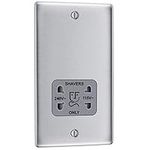 BG Electrical NBS20G-01 115- and 240-Volts Dual Voltage Shaver Socket, Brushed Steel with Grey Insert