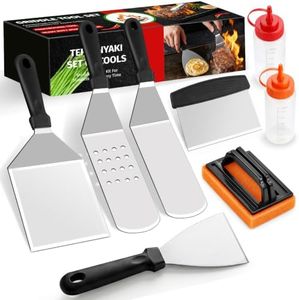 Yekale Griddle Accessories Kit for Blackstone and Camp Chef, Flat Top Grill | 9 PCS Griddle Spatula Utensils Set with Cleaning Kit, Scraper - Outdoor Barbecue Tools Gifts for Men Dad Him