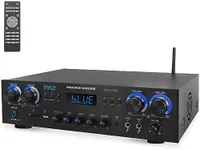 Pyle Bluetooth Home Audio Theater Amplifier Stereo Receiver 4 Channel 800 Watt Sound System w/MP3, USB, SD, AUX, RCA, FM,MIC, Headphone, Reverb Delay, LED Vol, for Home/Studio/Theater Speakers