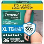 Depend Fresh Protection Adult Incontinence Underwear for Men (Formerly Depend Fit-Flex), Disposable, Maximum, Extra-Large, Grey, 36 Count