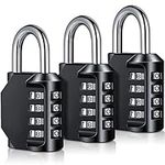 Combination Padlock Heavy Duty Locks - BeskooHome 4-Digit Weatherproof Combination Lock Resettable Combination Padlock Outdoor for Gym, School, Hasp, Outdoor Shed, Storage, Cabinet, Toolbox - 3 Pack