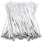 Stainless Steel Cable Ties Metal Self-Locking Cable Zip Ties 80Pcs 4.6 * 200mm Heavy Duty Exhaust Wrap Locking Ties Ball Lock Band Zip Ties for Home Office Garage Workshop Electrical