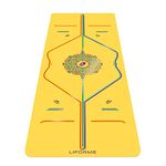 Liforme Printed Travel Yoga mat – Free Yoga Bag, Patented Alignment System, Warrior-like Grip, Non-slip, Eco-friendly and Biodegradable, Ultra-lightweight, Sweat resistant, Long, Wide and Thick – Yellow