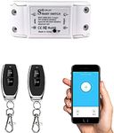 COLOROCK Smart WiFi Light Switch, RF Wireless Remote Control Switch Kit,Voice Control, Compatible with Alexa/Google Home, Timer Function, 10A，2 Remote Control