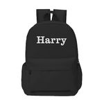 Varsany Personalised Black Kids Backpack With Side Bottle Holder - Water-Resistant Rucksack And Zip Pockets