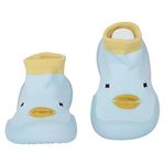 BabyMoo Cute Duck Style Anti-Skid Sock Shoes Ultimate Comfort and Style for Infants, Toddlers, and Kids Lightweight, Durable Rubber Sole Pull-On Design for Boy & Girls-Blue Age 12-18 Months