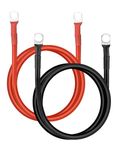 QWORK® 2PCS Car Battery Cables 16mm² 5AWG - 100 cm 12V Red & Black Inverter Cables Copper Wires with M10 Ring Terminals for Automotive Motorcycle Truck RV Boat