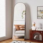 Clevich Full Body Mirror 162 x 53 cm with Metal Frame Stand HD Large Wall Mirror with Hooks Full Length Mirror Wall Mirror for Living Room Bedroom Dressing Room Bathroom Hallway Curved Black