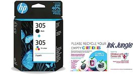 Ink Jungle HP 305 Black & Colour Ink Cartridge For HP ENVY 6010 6010e 6020 6020e 6022 6022e 6030 6030e 6032 6032e 6420e 6430e 6432e Printers Charity Recycling Bag 6ZD17