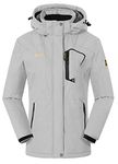 Rdruko Ladie's Winter Coats Waterproof Insulated Ski Snowboard Warm Jacket with Hood(Light Gray, CA M)