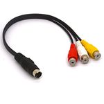 HTGuoji 4 Pin S-Video To 3 Rca Female TV Adapter Cable Conversion Cord for TV PC Computer Video AV Projector (30cm)