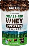 Coffee Whey Protein Powder - Low Carb & Keto Friendly - Grass Fed Whey Isolate + Colombian Coffee - 60 mg Caffeine for Energy - Pre or Post Workout Drink Mix, Latte, Shake & Smoothie - 1 Pound