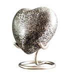 ESPLANADE| Cremation mini heart urn keepsake memorial | small urn for ashes funeral burial container jar pot | Color: Silver| Size-3.2 Inches