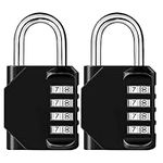 Mythco 2 Pack Combination Lock 4 Digit Outdoor Waterproof Padlock for School Gym Locker, Sports Locker, Fence, Toolbox, Gate, Case, Hasp Storage (Black)