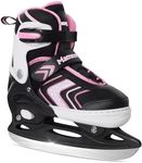 Adjustable Ice Skates for Kids Boys Girls, Soft Padding and Reinforced Ankle Support Ice Hockey Skates Suitable for Outdoor and Skating Rinks Pink Size 1 2