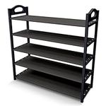 Sobefy Metal 5 Tier Shoe Rack Organizer / Stand, Compact Cabinet, Lightweight Storage Ideas, For Hallway, Bedroom , Holds 15-20 Pairs, 78Cm (H), 23Cm (W), 76Cm (L). (Black)