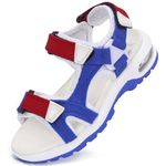 Kids Sandals Boys Sports Outdoor Sandal Athletic Air Cushion Beach Shoes Hook and Loop Summer Footwear for Holidays, Walking, Camping, Travelling Sky Blue and Red 11 Little Kid