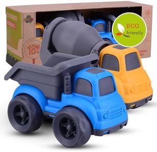 Aigitoy Dump Truck Toys for 3 Year Old Boys, BPA Free, Phthalates Free, PVC, Dump Truck, Mixer Cement, Easter Christmas Birthday Gifts for 2 3 4 Year Boy Girl. Dishwasher Safe,Recycled Plastic (Blue)