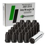 DPAccessories Lug Nuts Compatible with 2007-2018 Jeep Wrangler JK - with Aluminum Aftermarket Wheels - Black Lug Nuts - DWRA2A-BK/023 - Aftermarket Wheel Lug Nuts - Spline Lug Nut Set