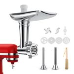 Meat Grinder Attachment for KitchenAid Stand Mixer – Food Grinder Attachments with 4 Grinding Plates, 2 Sausage Stuffer Tubes, 2 Grinding Blades – Stand Mixer Accessories for KitchenAid by MMOBIEL