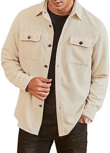 Elegancity Chemise à Veste en Velours Côtelé Bûcheron Homme à Manches Longues Casual Bouton Chemise Veste Regular Fit Deux Poches Abricot, M