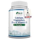 Calcium Magnesium Zinc & Vitamin D Supplement - 365 Vegetarian Tablets - Osteo Complex with Selenium, Copper, Manganese & Boron - 6 Month Supply - Nu U Nutrition