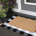 B&B Buffalo Plaid Outdoor Rug, Black and White Chekered Rug, Outdoor Mat for Layering, Front Door Mat, Outdoor Mat for Entrance, Washable Outdoor Carpet (28" x 44")