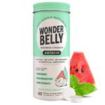 Wonderbelly Maximum Strength Antacid Chewable Tablets, 1000mg Calcium Carbonate, Instant Heartburn and Acid Indigestion Relief, Free from Talc & Dye, Watermelon Mint, 60 Count