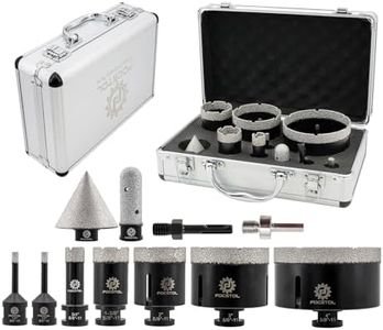 Diamond Core Drill Bit Set - FOCSTOL 11pcs (6/6/19/35/51/76/102mm+20mm Finger Milling Bit+50mm Beveling Chamfer Bit+Hex+SDS) Diamond Hole Saw Kit for Porcelain Ceramic Tile Marble Granite