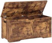 Timberer 39.4" Storage Chest, Wooden Storage Bench, Lift Top Toy Chest with 2 Safety Hinges, Large Toy Box, Entryway Bench for Living Room, Bedroom, Rustic Brown