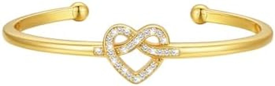 14K Gold Bangles for Women,CZ Love Knot Bracelet,Dainty Gold Bridesmaids Gifts for Wedding