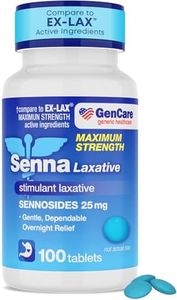 GenCare - Maximum Strength Senna Laxative 25mg (100 Tablets) - Gentle Constipation Relief Sennosides USP Stimulant Laxatives Digestion Pills - Natural Overnight Relief while You Sleep - Generic Ex Lax
