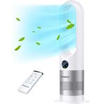 Senmeo Bladeless Fan, 26 inch Tower Fan with Remote, 8 Speeds, 90° Oscillation, 9 Hour Timer, Large LED Display with Auto Off, Easy to Clean, Portable Quiet Cooling Fan for Bedroom, Home, Office