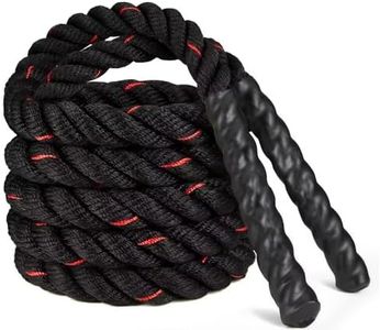 Tivddikun Weighted Jump Rope, 2.8lb Heavy Skipping Rope for Men Women, Polymer Synthetic Fiber, Polyolefin Grip, Black+Red, Adult Exercise Fitness Equipment