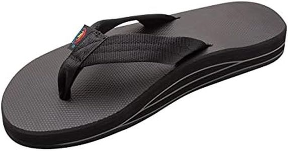 Rainbow Sandals Men's Double Layer Soft Top 1" EVA Rubber Filled w/Nylon Strap, Black Men's Large / 9.5-10.5 B(M) US