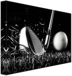 Canvas Print Black and White Golf Poster Wall Art Picture Golf Ball Sport Canvas Painting for Gym Living Room Wall Decor Frame Canvas