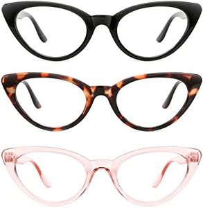 TIJN 3Pack Retro Cat Eye Reading Glasses Readers for Women Blue Light Blocking Computer Cateye Eyeglasses Reader, Black&pink&tortoise, Medium