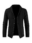 Meilicloth Mens Classic Casual Long Sleeve Shawl Collar Buttons Down Cable Knit Cardigan Sweater for Men with Pockets